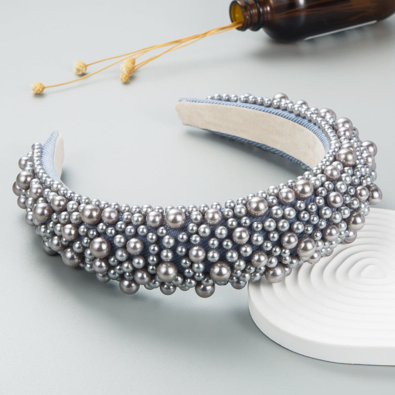 Wholesale Valentine's Day High Skull Sponge Pearl Wide Brimmed Headband
